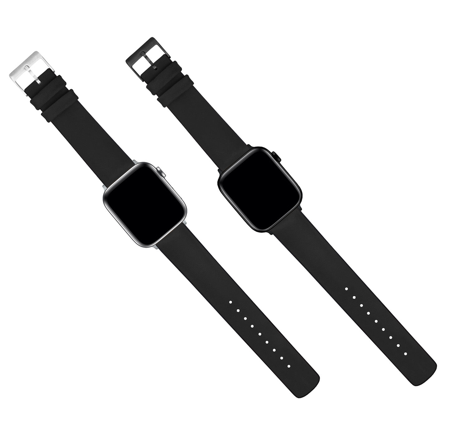 Black Leather & Rubber Hybrid Apple Watch Band | BARTON – Barton