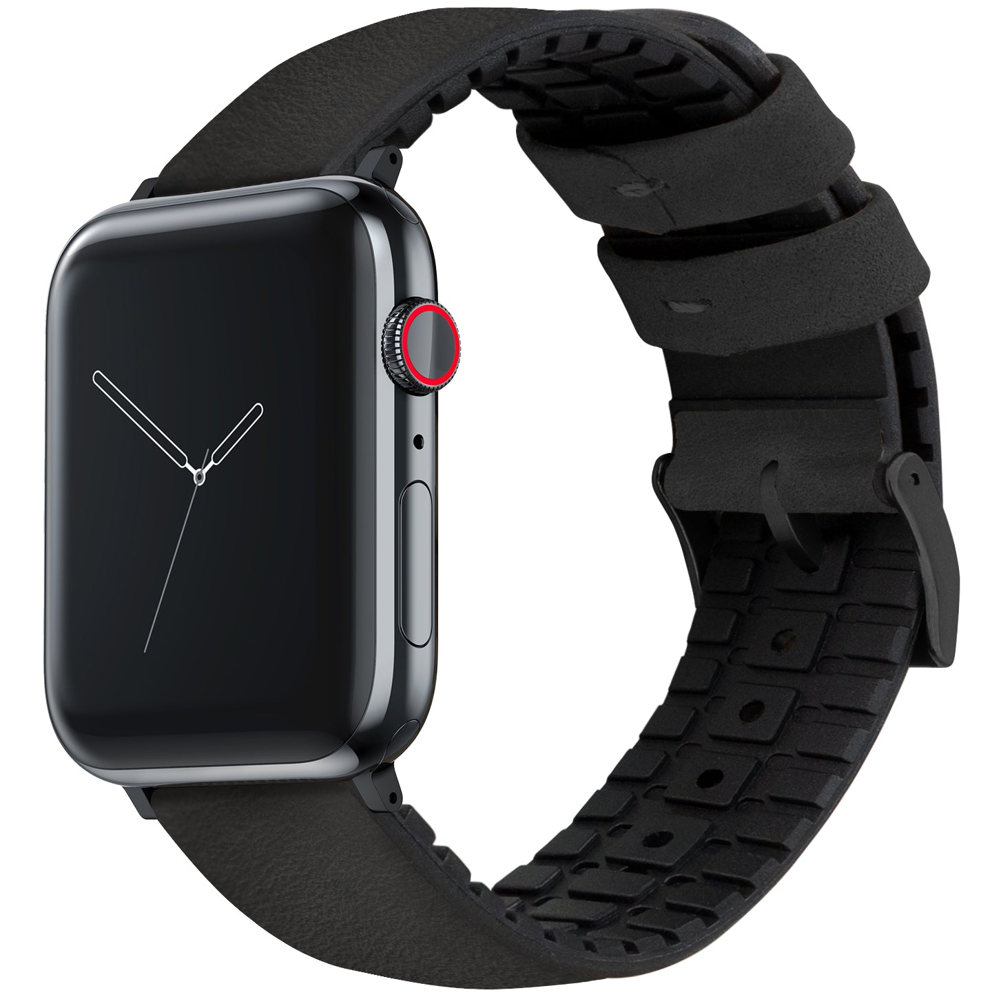 Black Leather & Rubber Hybrid Apple Watch Band | BARTON | Barton 