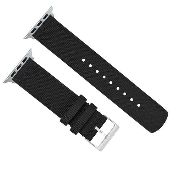 Apple Watch | Two-piece NATO style | Black - Barton Watch Bands