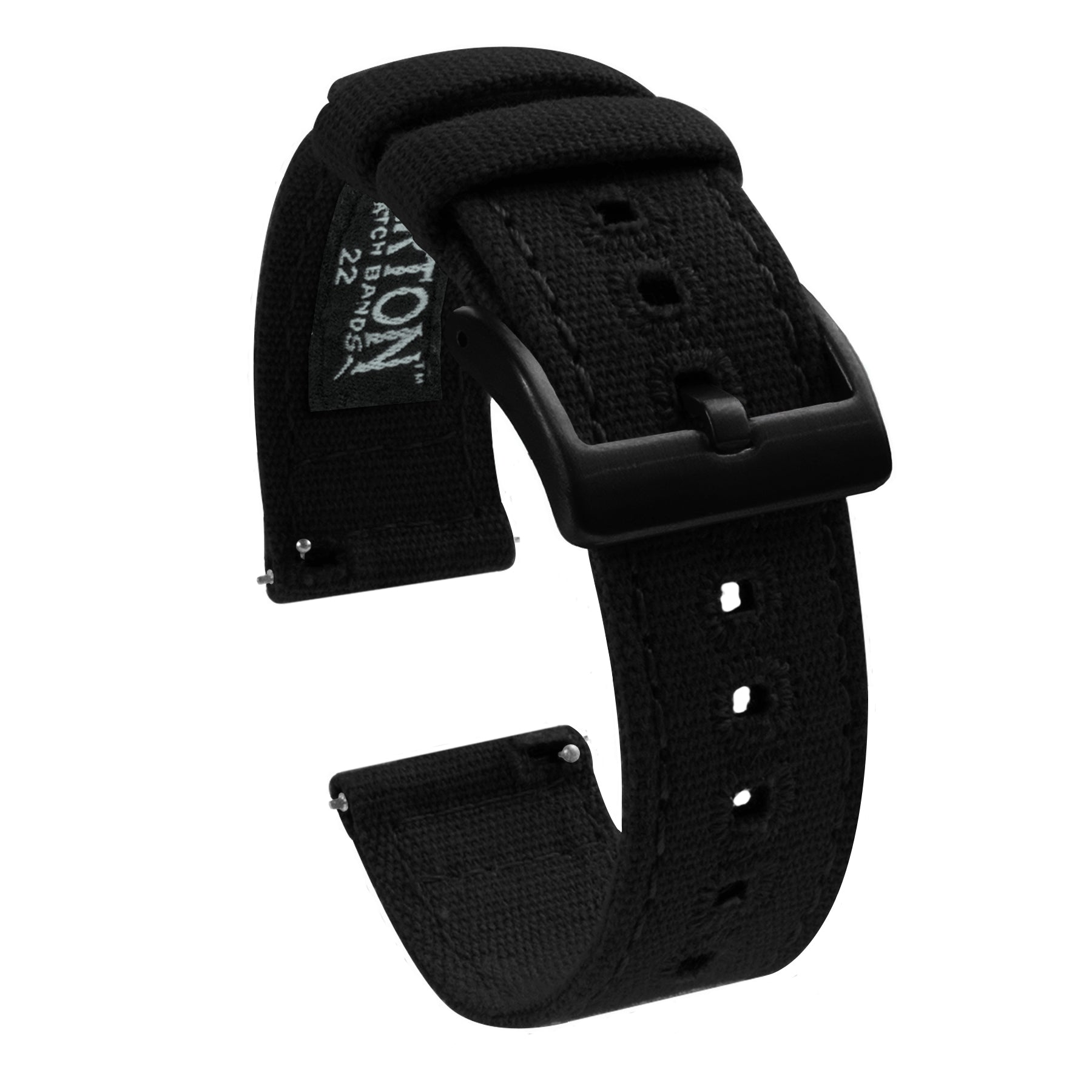 Black Canvas Watch Band | Black Quick Release Watch Strap | BARTON