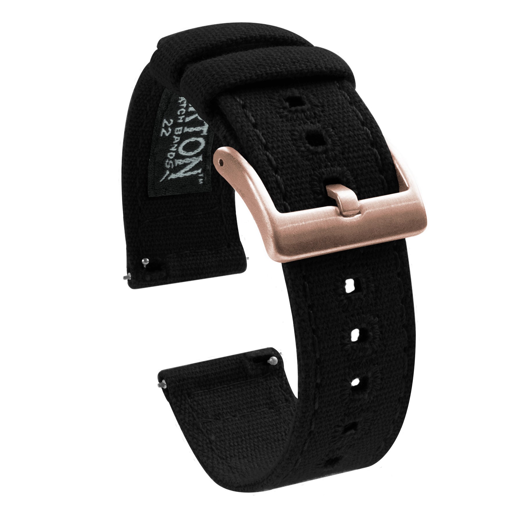 Black Canvas Watch Band | Black Quick Release Watch Strap | BARTON