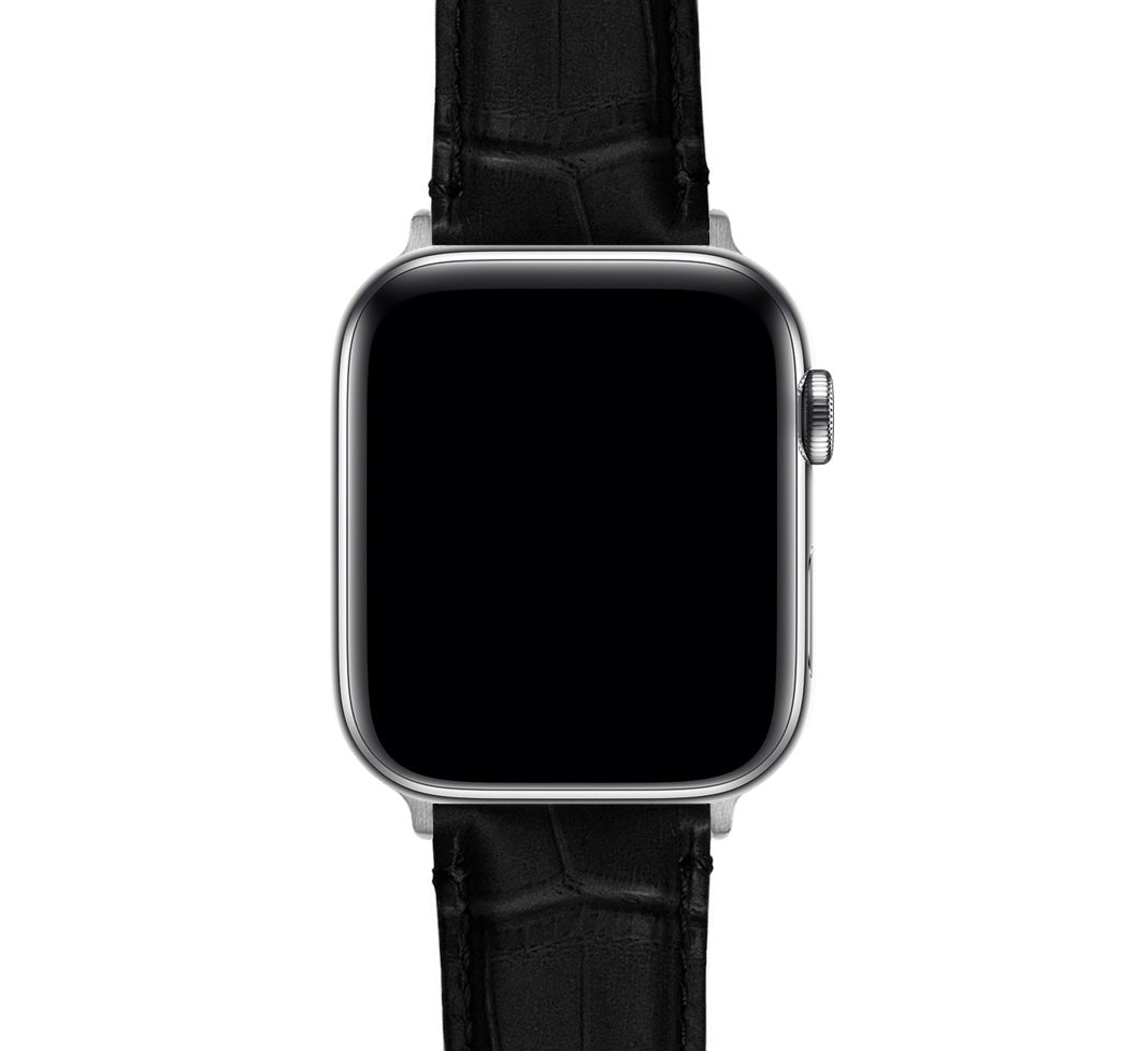 Apple Watch Black Alligator Grain Leather Watch Band Barton