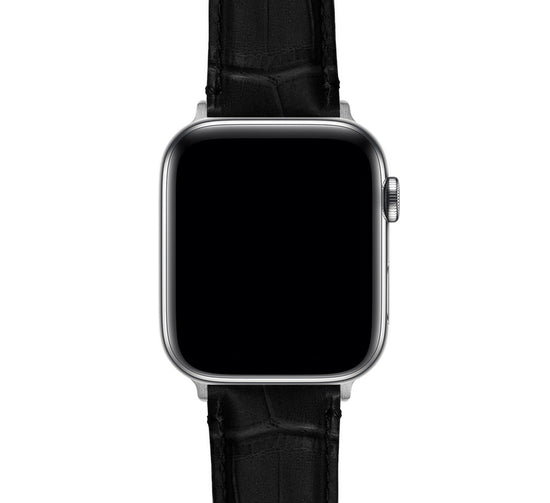Apple Watch Black Alligator Grain Leather Watch Band | Barton Watch Bands