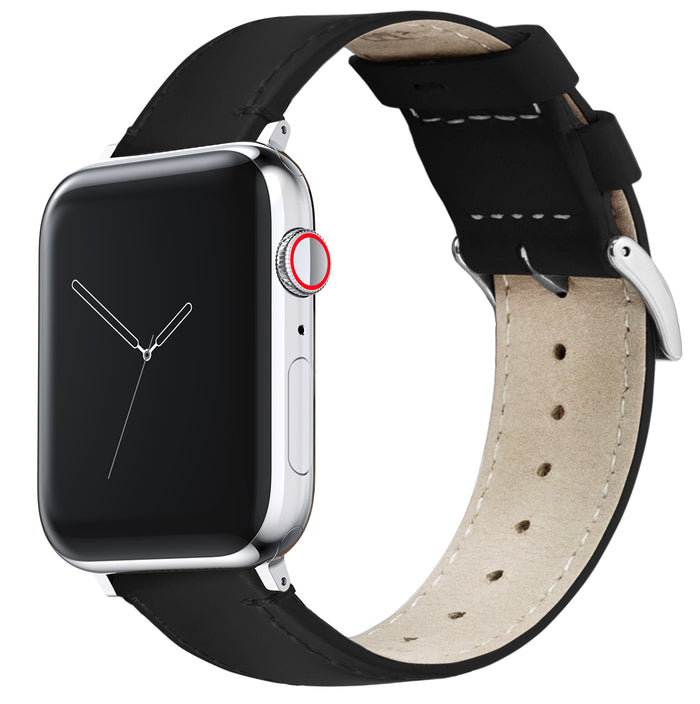 Apple Watch | Black Leather & Stitching - Barton Watch Bands