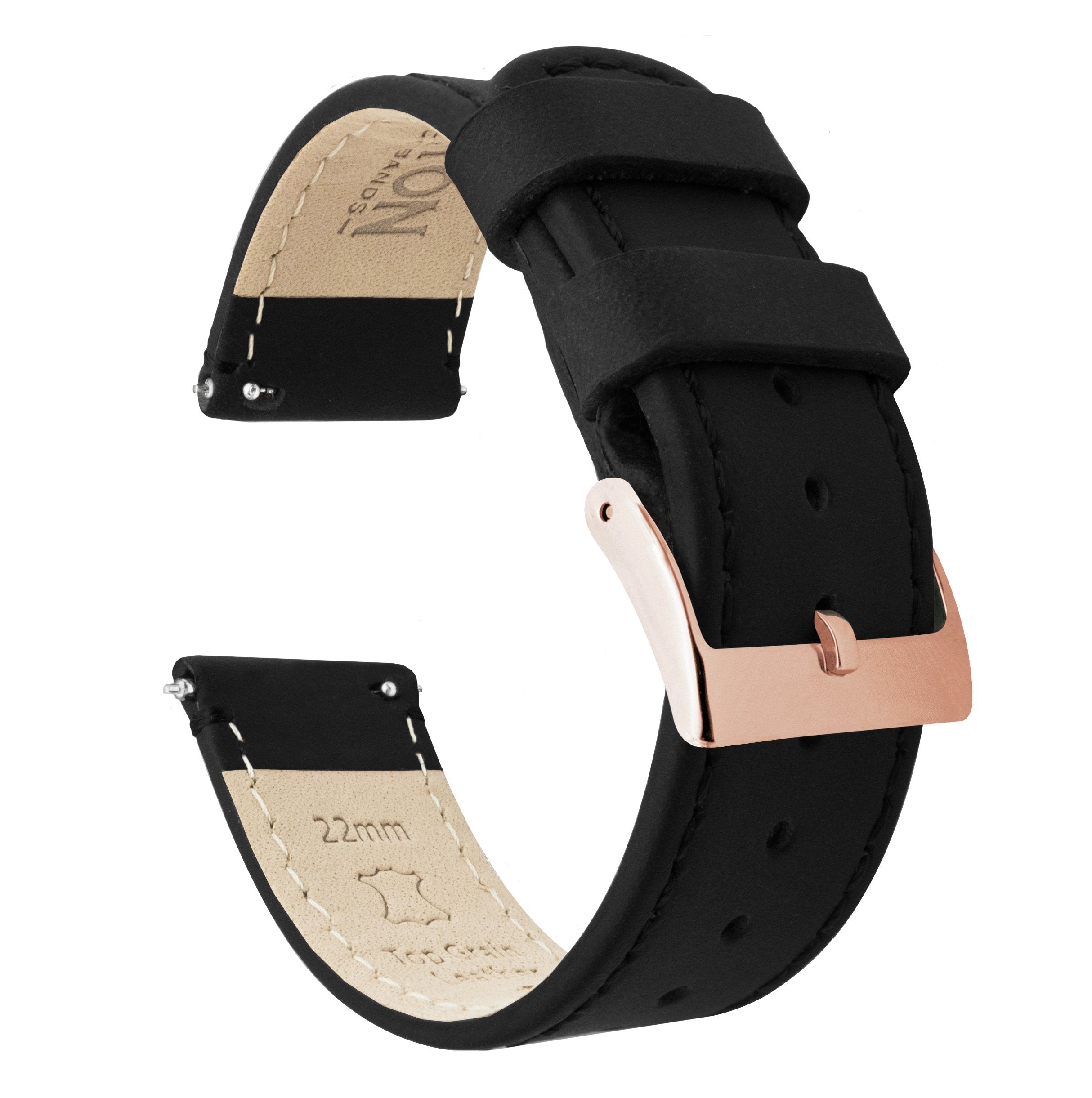 Leather watch best sale strap gold buckle