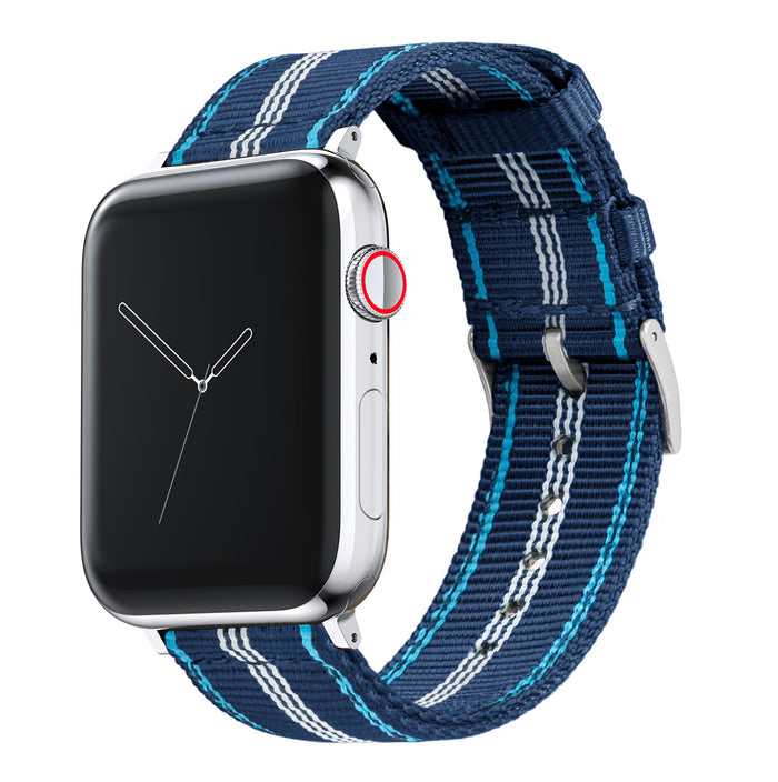 Apple Watch | Two-piece NATO® style | Navy & Aqua Blue - Barton Watch Bands