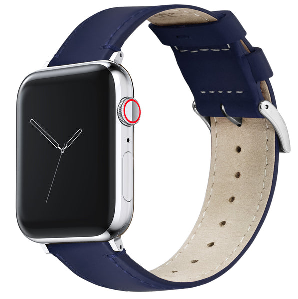 Barénia - Dark Blue Leather Apple Watch Band | Pin & Buckle 38mm to 41mm / Gold Series 6 7 8 / 42mm to 49mm