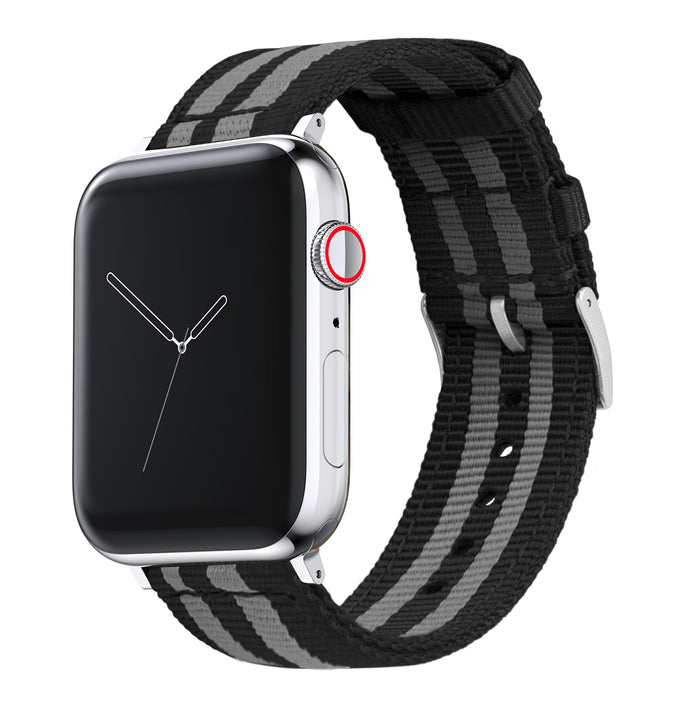 Apple Watch | Two-piece NATO Style | Smoke & Black Bond - Barton Watch Bands