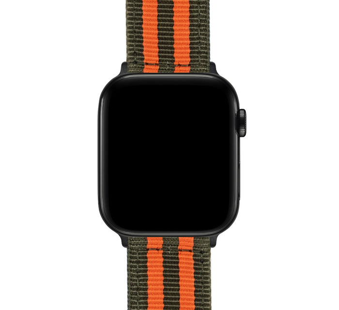 Apple Watch | Two-piece NATO Style | Army Green & Orange - Barton Watch Bands