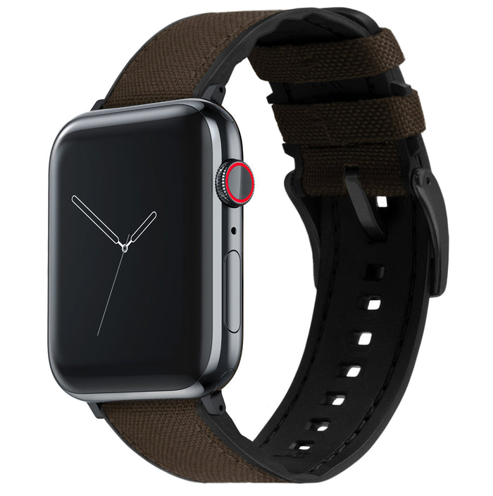 Apple Watch | Chocolate Brown Cordura Fabric and Silicone Hybrid - Barton Watch Bands