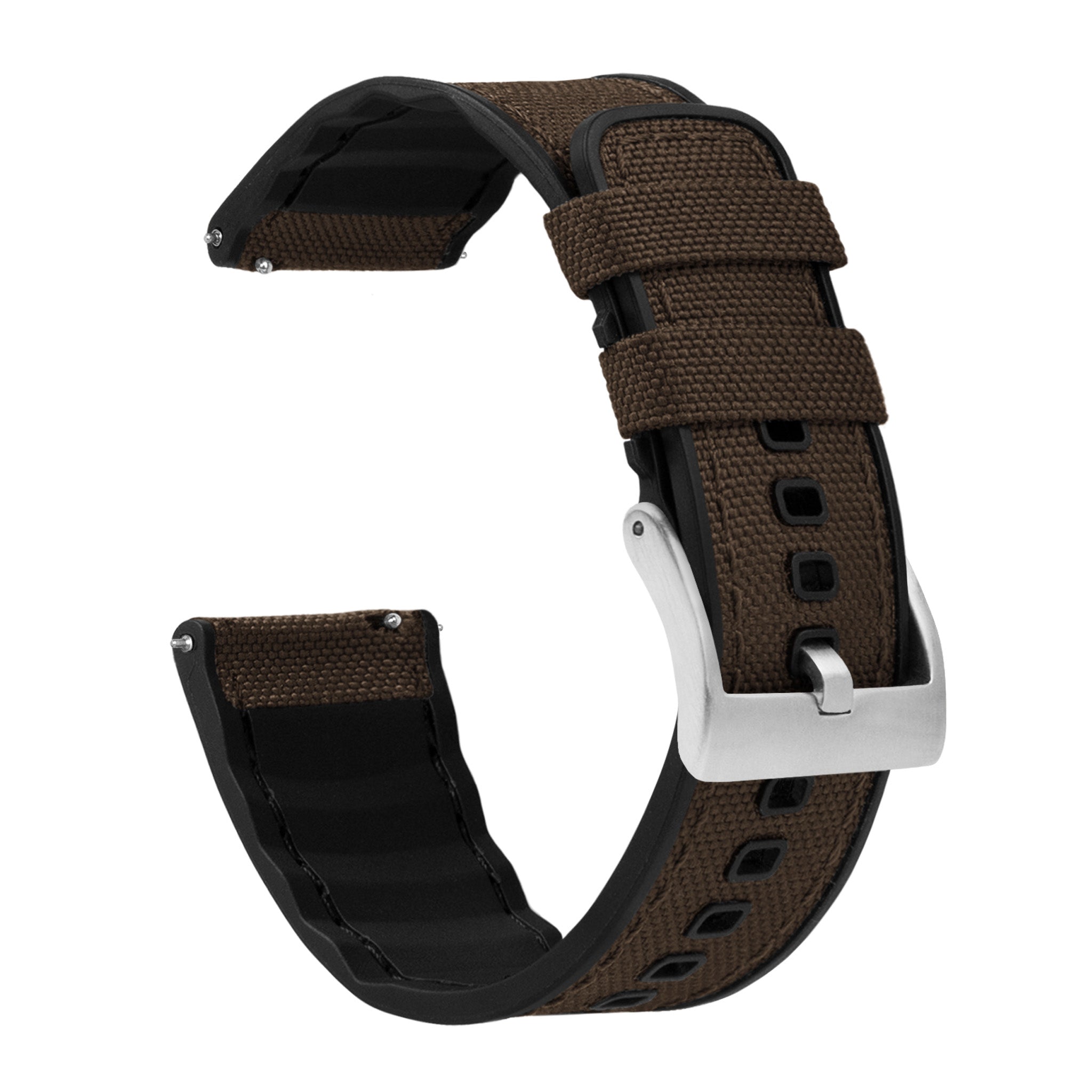 Chocolate Brown Cordura Fabric And Silicone Hybrid Watch Band 19mm 2 Barton Watch Bands