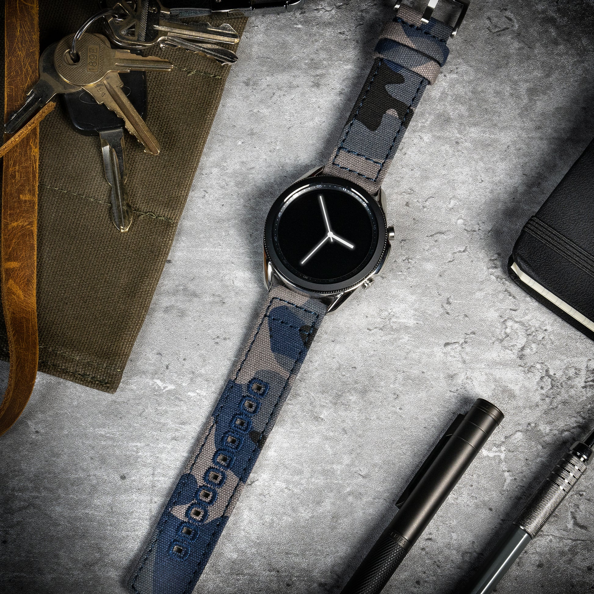 Samsung Galaxy Watch3 Grey Camouflage Canvas Watch Band – Barton