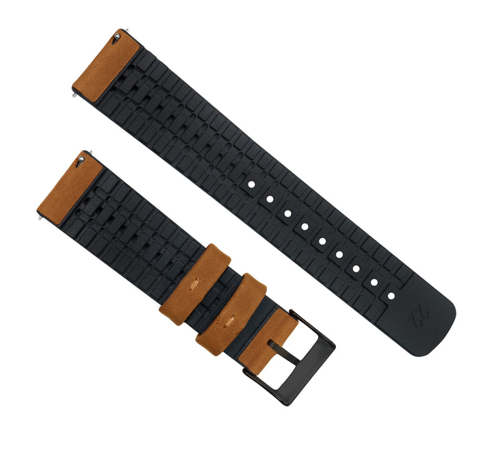 Samsung Galaxy Watch3 | Leather and Rubber Hybrid | Cedar Brown - Barton Watch Bands