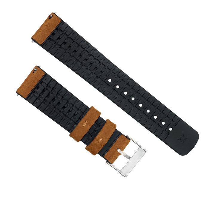 Samsung Galaxy Watch3 | Leather and Rubber Hybrid | Cedar Brown - Barton Watch Bands