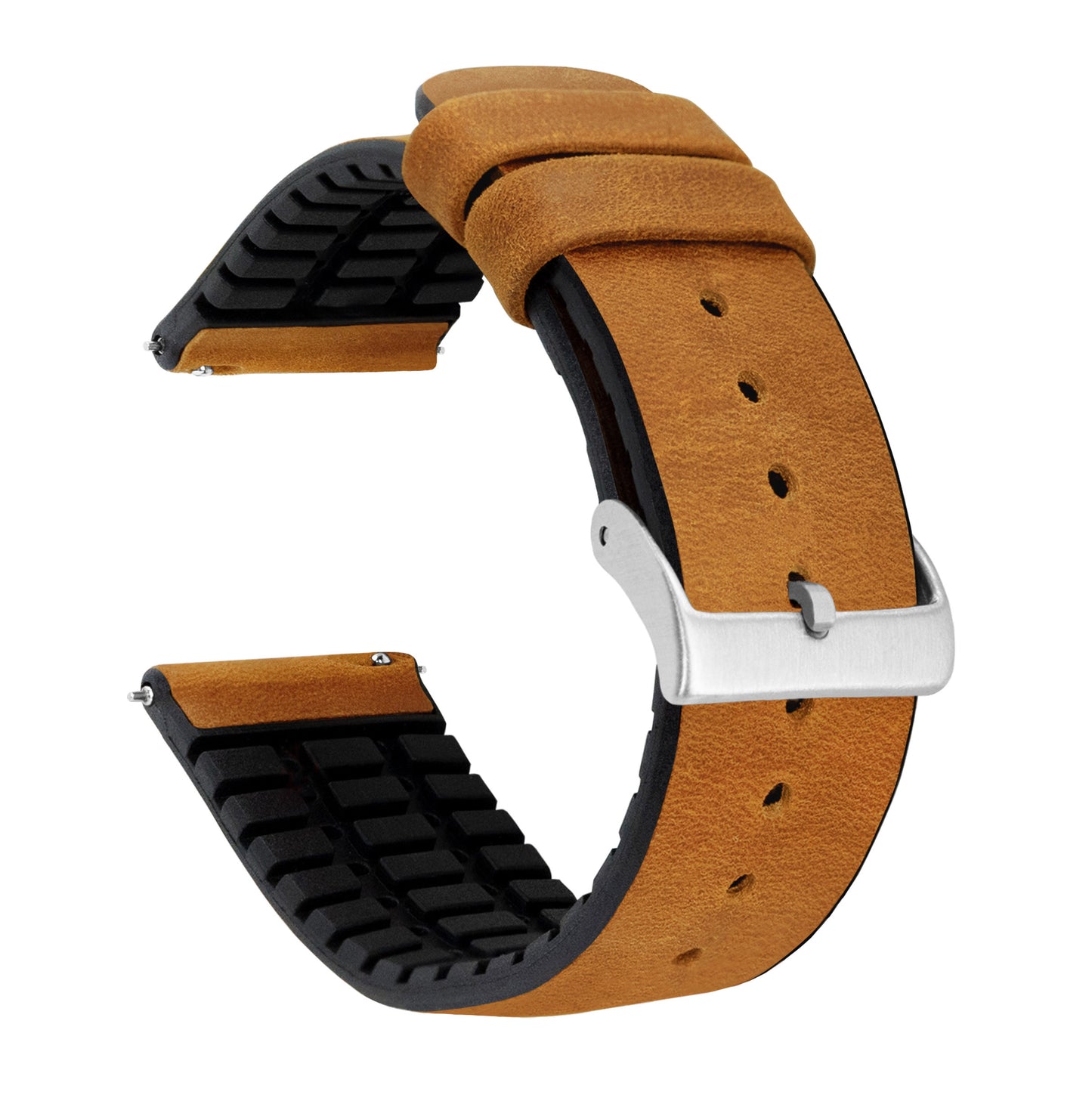 Samsung Galaxy Watch Active 2 | Leather and Rubber Hybrid | Cedar Brown - Barton Watch Bands