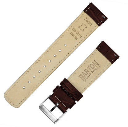 Timex Weekender Expedition Watches Coffee Brown Alligator Grain Leather Watch Band