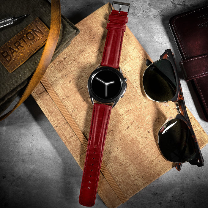 Samsung Galaxy Watch | Classic Horween Leather | Crimson Red - Barton Watch Bands