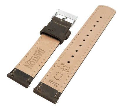 Samsung Galaxy Watch5 | Espresso Brown Leather & Stitching - Barton Watch Bands