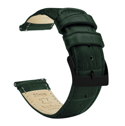 Samsung Galaxy Watch Active 2 | Forest Green Alligator Grain Leather - Barton Watch Bands