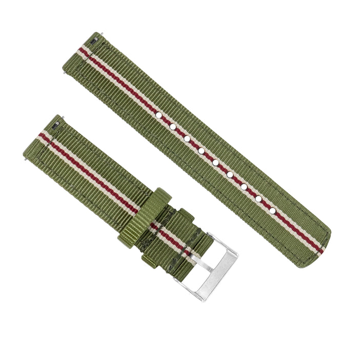 Samsung Galaxy Watch Active 2 | Two-Piece NATO® style | Army Green & Crimson - Barton Watch Bands