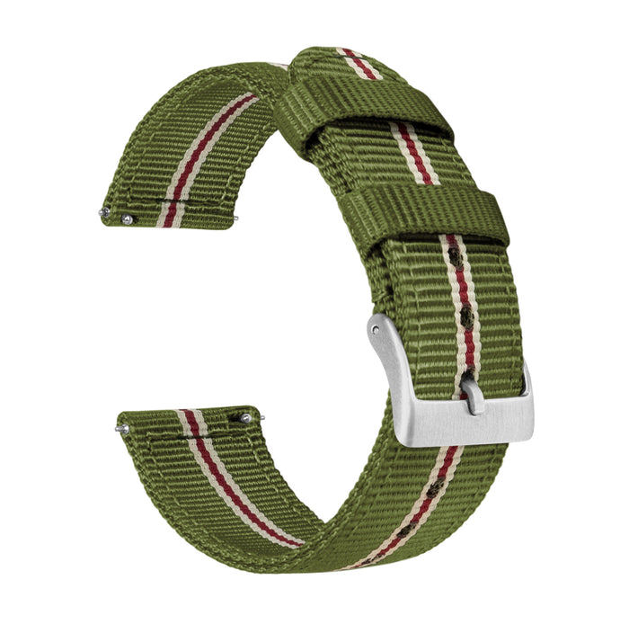 Samsung Galaxy Watch Active 2 | Two-Piece NATO® style | Army Green & Crimson - Barton Watch Bands