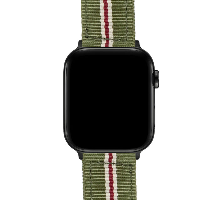 Apple Watch | Two-piece NATO® style | Army Green & Crimson - Barton Watch Bands