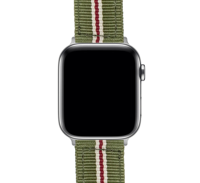 Apple Watch | Two-piece NATO® style | Army Green & Crimson - Barton Watch Bands