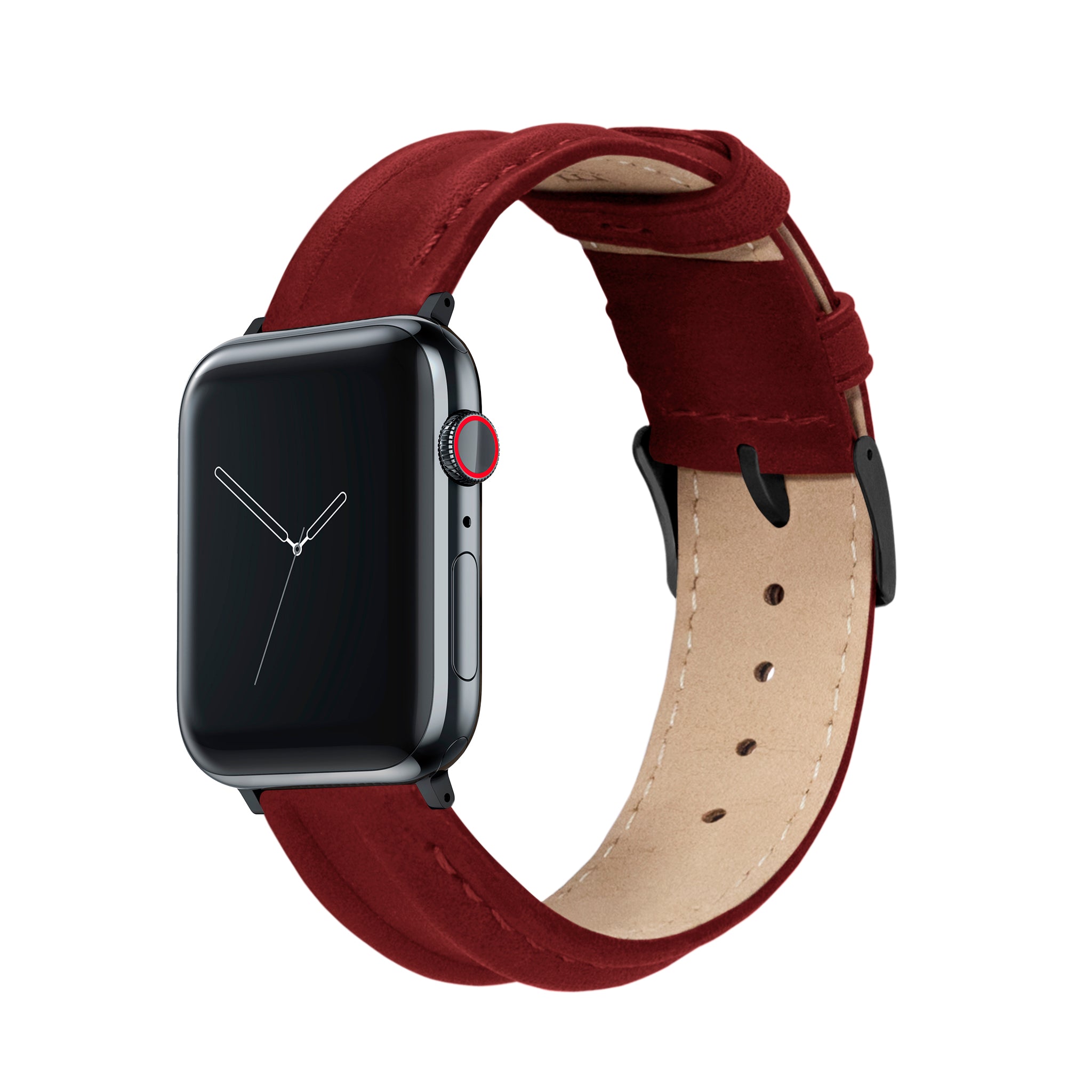 Silver apple watch with hotsell red band