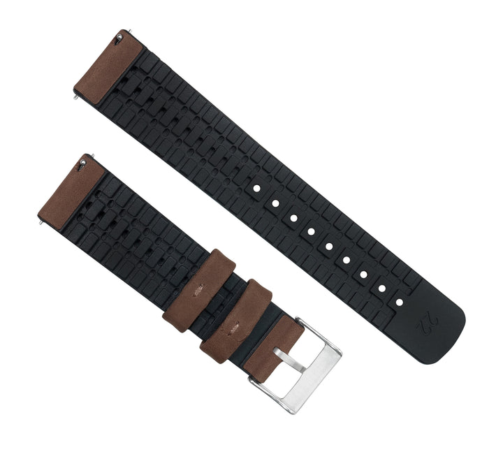 Samsung Galaxy Watch4 | Leather and Rubber Hybrid | Walnut Brown - Barton Watch Bands