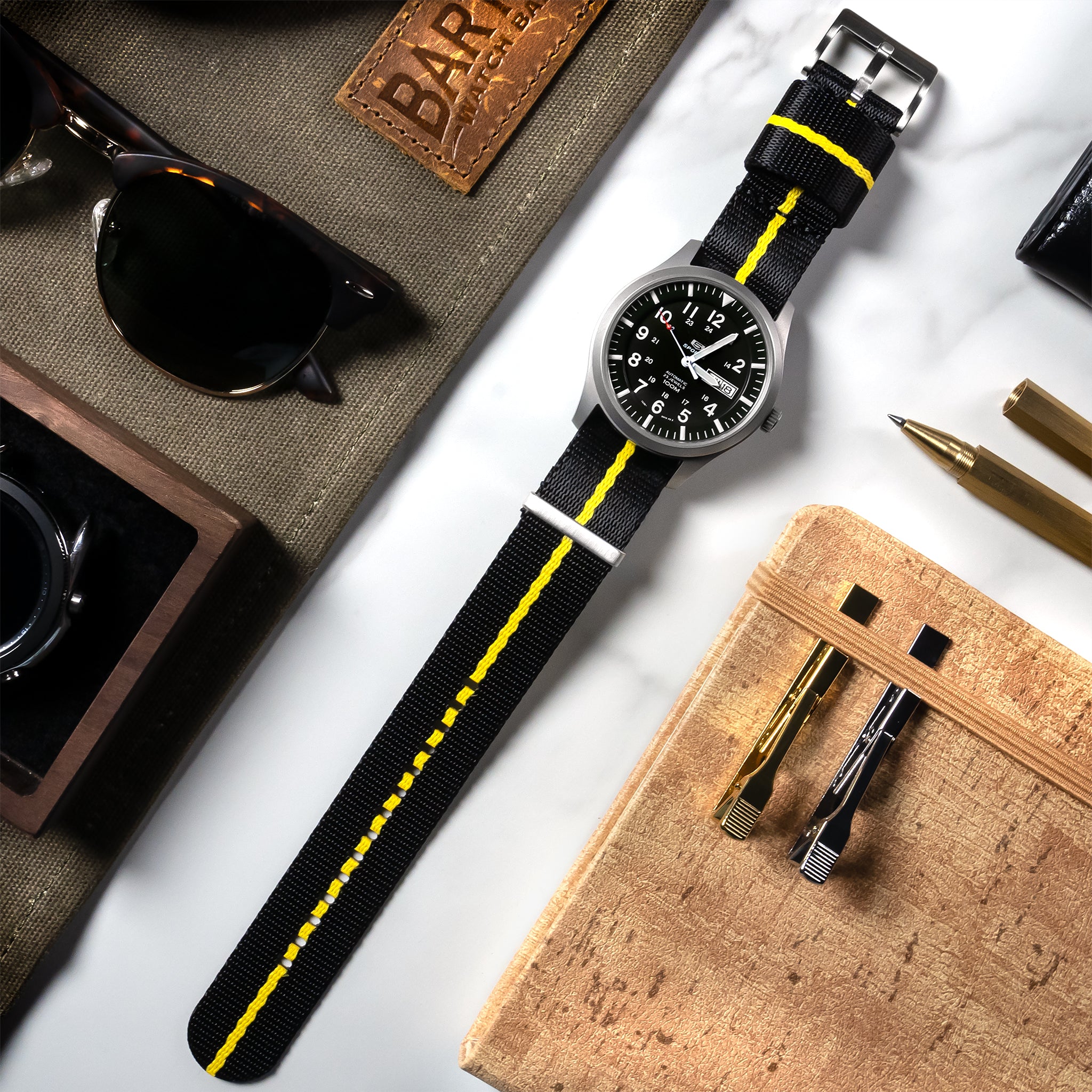 Black yellow nato strap sale