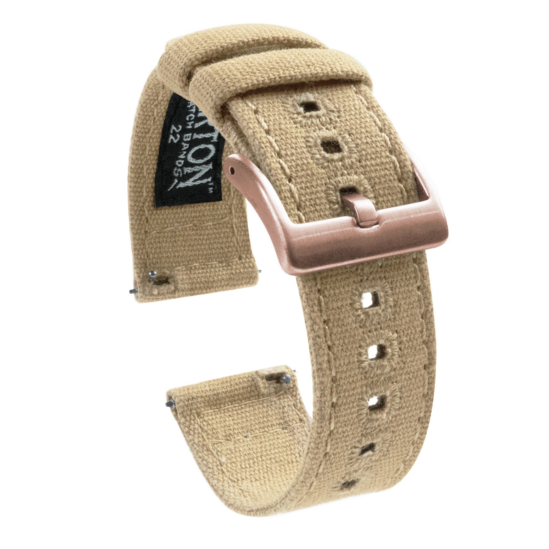 Canvas Watch Band / Strap for Samsung Galaxy Watch4 in Blue w/ Rose Gold Buckle, Width 20mm | Barton