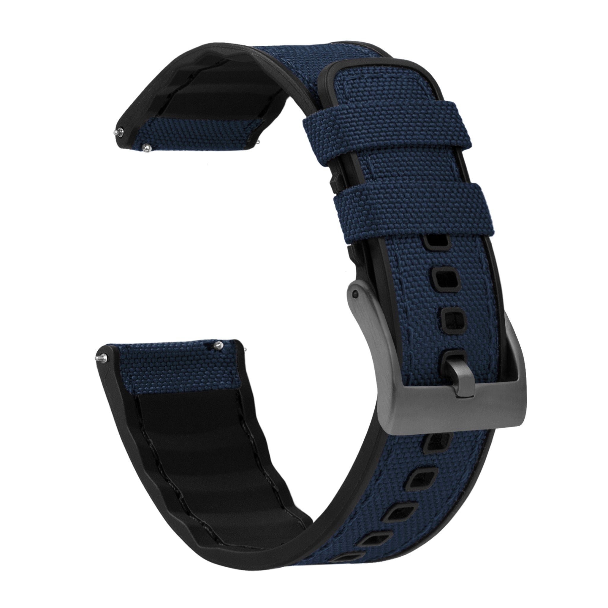 Navy Blue Cordura Fabric And Silicone Hybrid Watch Band 19mm 23mm 2 Barton Watch Bands