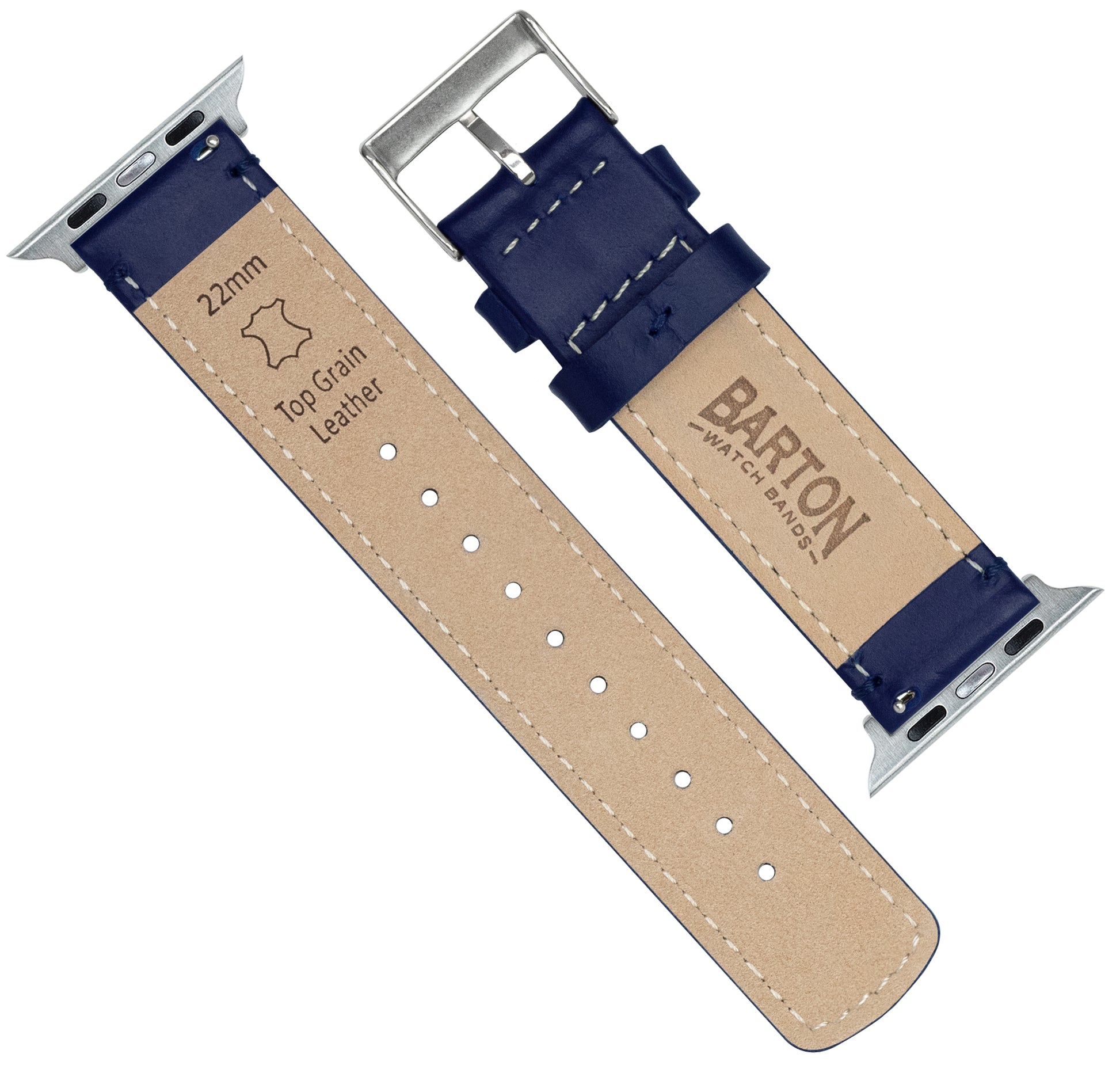 Barénia - Tan Leather Apple Watch Band | Pin & Buckle 42mm to 45mm / Silver
