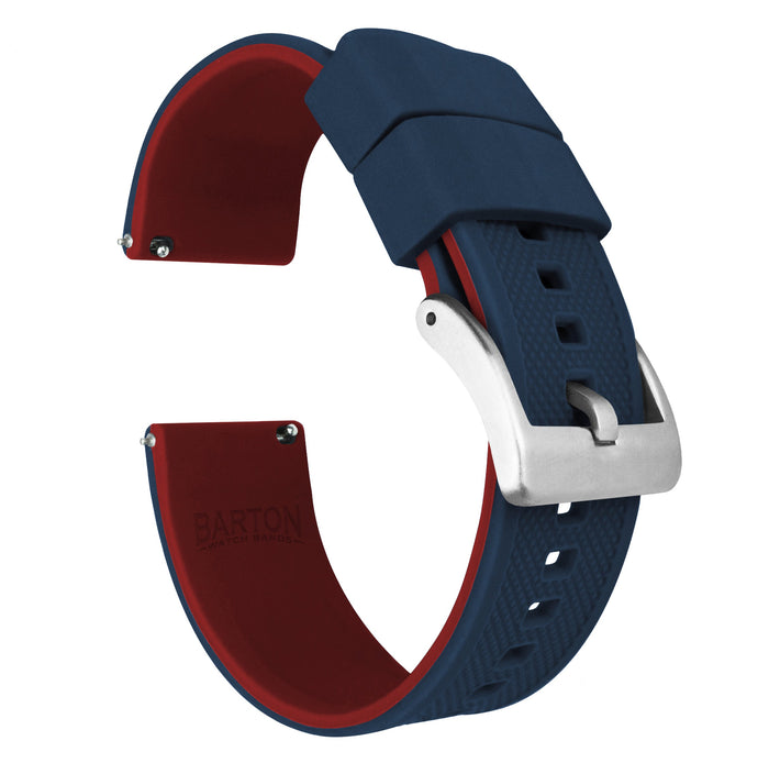 Samsung Galaxy Watch5 | Elite Silicone | Navy Blue Top / Crimson Red Bottom - Barton Watch Bands