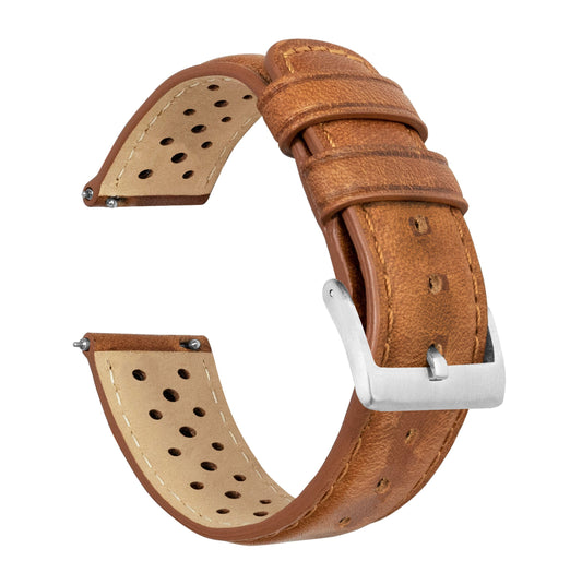 Samsung Galaxy Watch5 | Racing Horween Leather | Caramel Brown - Barton Watch Bands