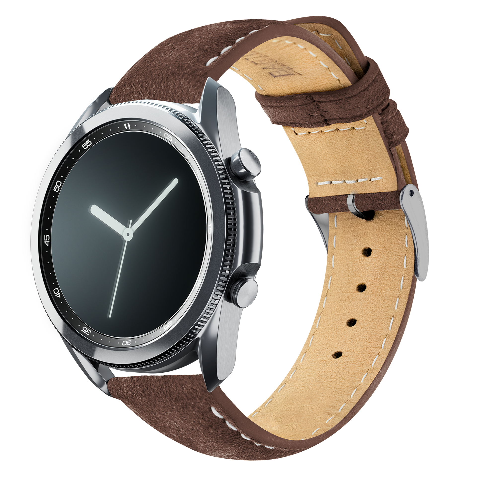 Samsung Galaxy Watch3 Root Brown Suede Beige Stitching Watch Band