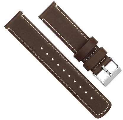 Samsung Galaxy Watch5 | Saddle Brown Leather & Linen White Stitching - Barton Watch Bands