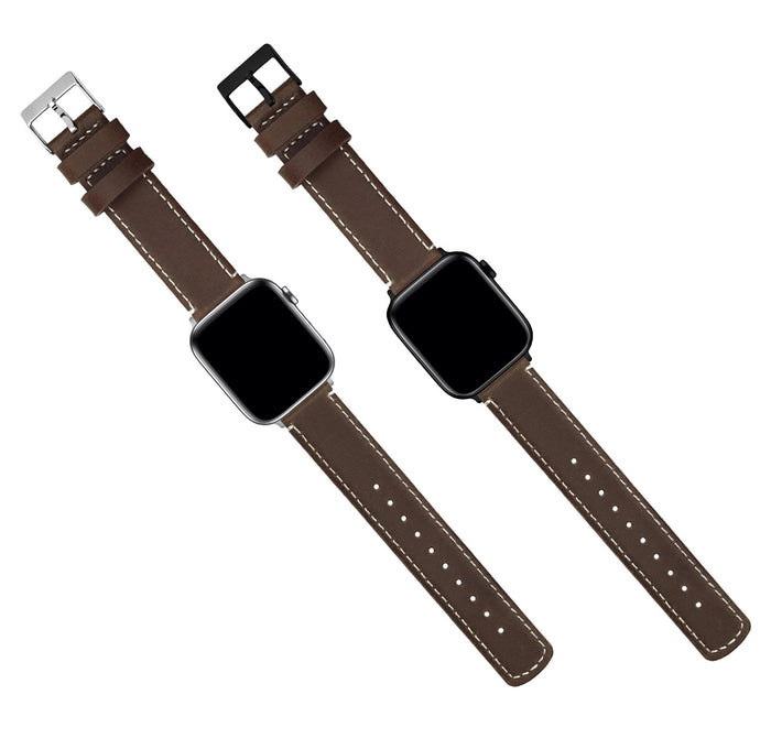 Apple Watch | Saddle Leather & Linen White Stitching - Barton Watch Bands