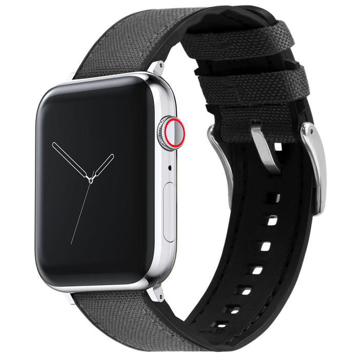 Apple Watch | Smoke Grey Cordura Fabric and Silicone Hybrid - Barton Watch Bands