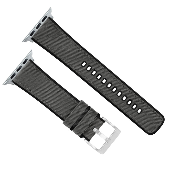 Apple Watch | Smoke Grey Cordura Fabric and Silicone Hybrid - Barton Watch Bands