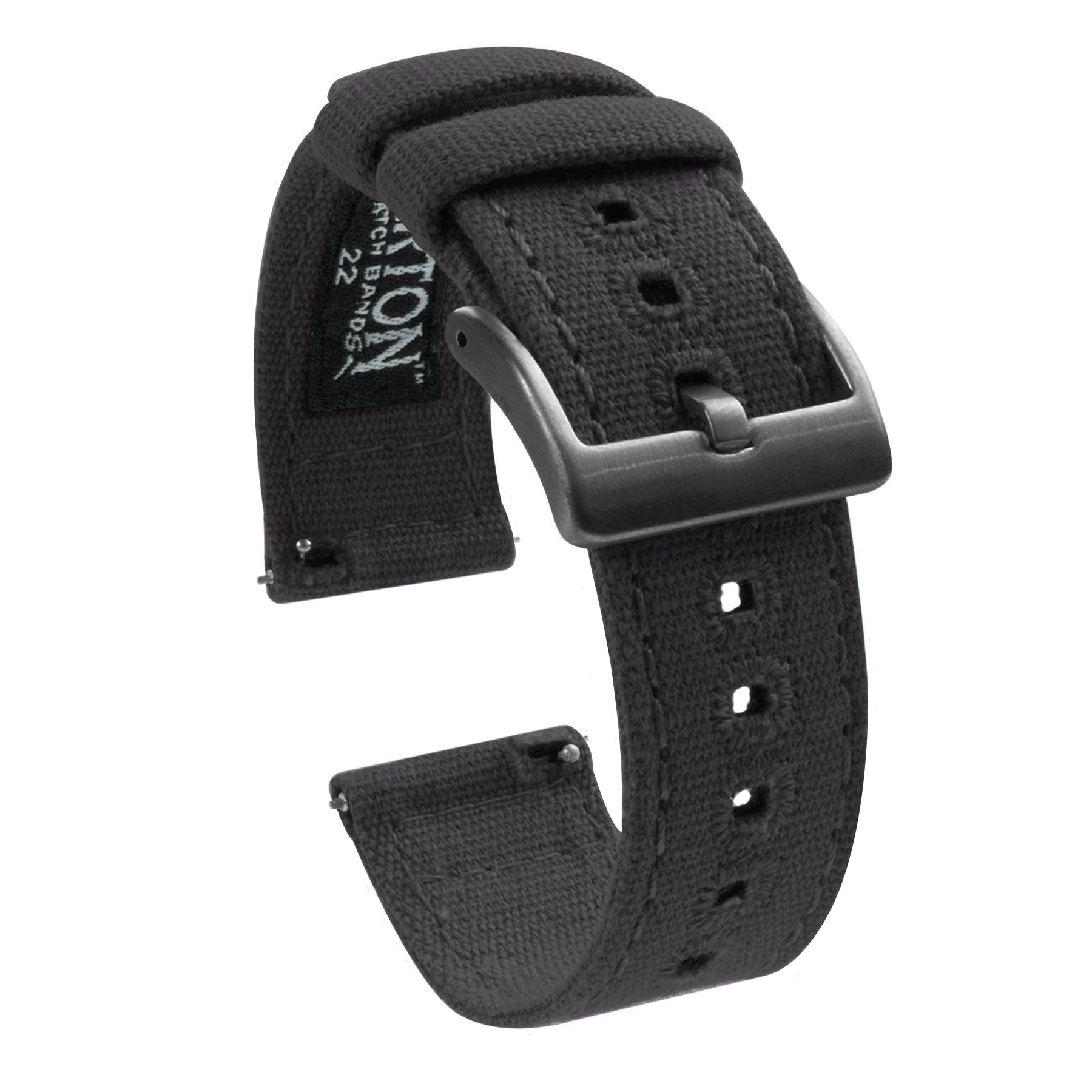 Smoke Grey Canvas Watch Band Grey Quick Release Watch Strap