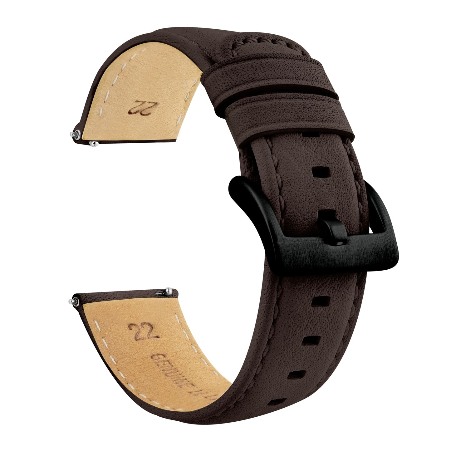 Samsung Galaxy Watch Active Dark Brown Pittards Performance Leather Brown Stitching Watch Band