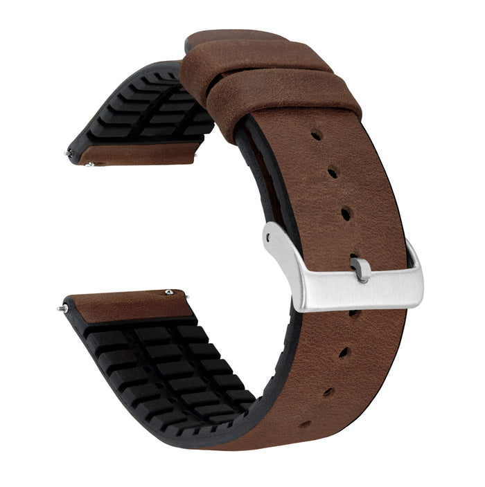 Samsung Galaxy Watch3 | Leather and Rubber Hybrid | Walnut Brown - Barton Watch Bands