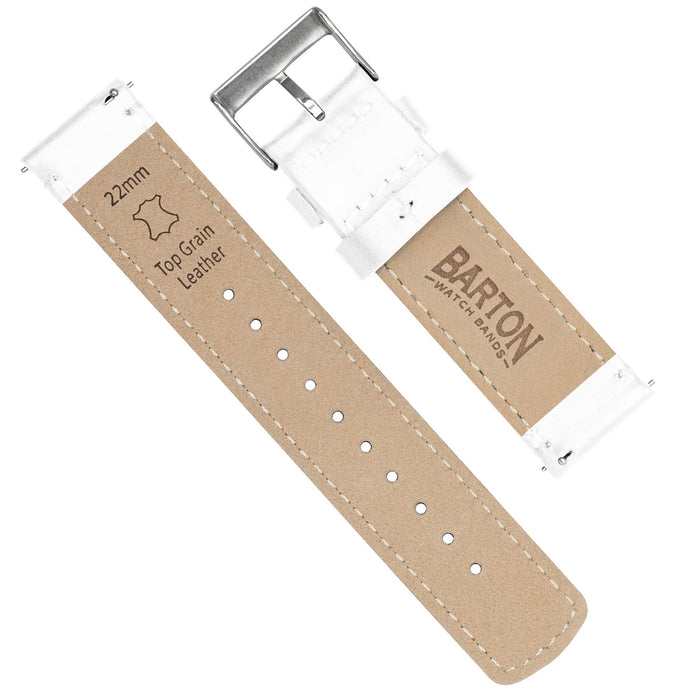 Samsung Galaxy Watch5 | White Leather & Stitching - Barton Watch Bands