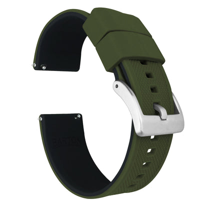 MOONSWATCH Bip | Elite Silicone | Army Green Top / Black Bottom - Barton Watch Bands