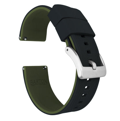 MOONSWATCH Bip | Elite Silicone | Black Top / Army Green Bottom - Barton Watch Bands