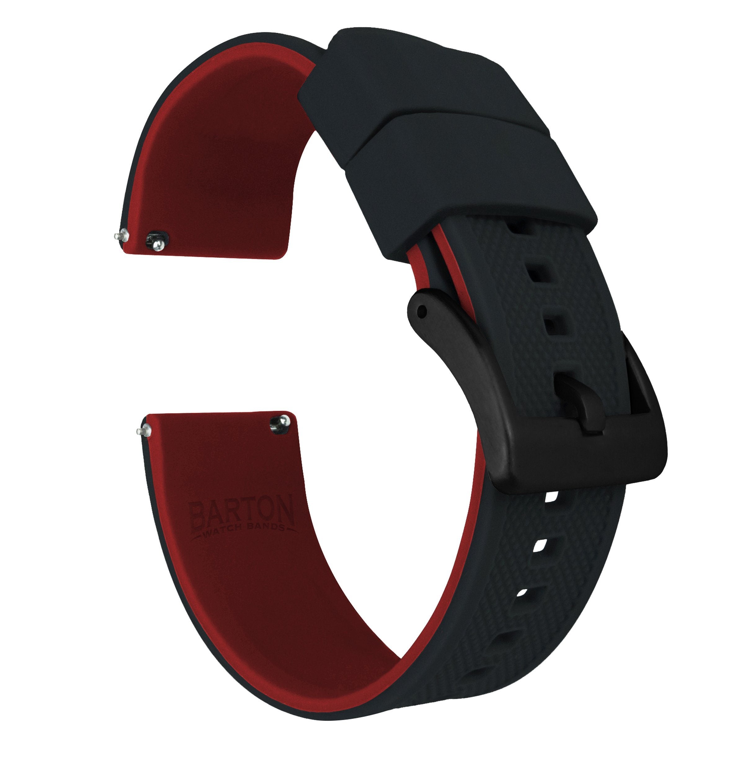 Amazfit Bip Elite Silicone Black Top Crimson Red Bottom Watch Band Barton Watch Bands