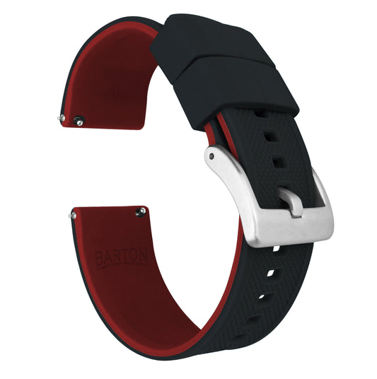 Silicone Watch Band for Huami Amazfit GTR Mini / Bip 3 / Bip 3 Pro , 20mm  Dual-color Magnetic Strap with Silver Folding Buckle - Black+Red Wholesale