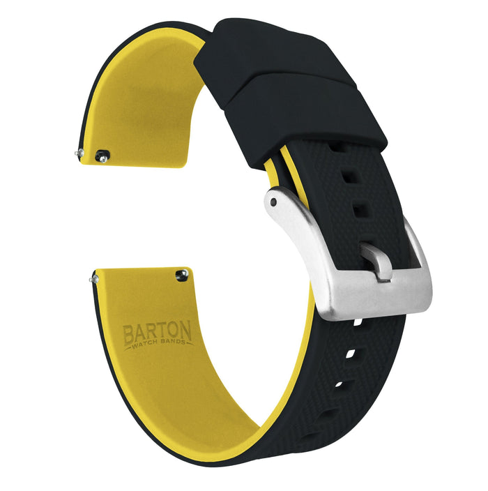 MOONSWATCH Bip | Elite Silicone | Black Top / Yellow Bottom - Barton Watch Bands