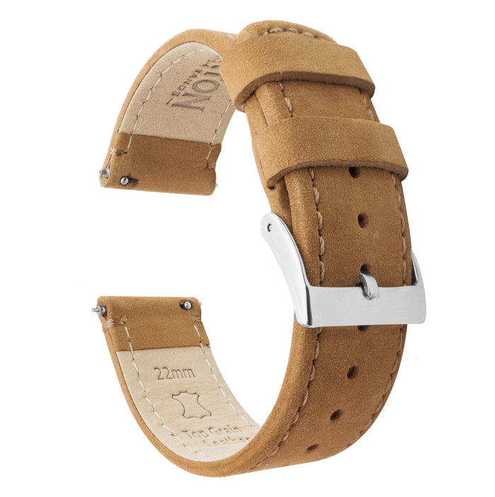 MOONSWATCH Bip | Gingerbread Brown Leather & Stitching - Barton Watch Bands